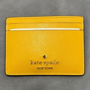 Kate Spade Yellow Saffiano Leather Card Case with Gold Logo